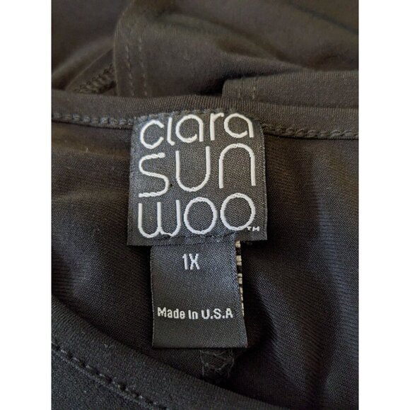Clara Sun Woo Womens Tunic Top Size XL Black Dolman Sleeve Stretch Lagenlook - Picture 6 of 7